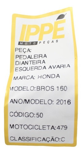 Pedaleira Dianteira Esquerda Avaria Honda Bros 160 (479)