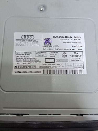 Radio Central Multimídia Audi Q3 2016 2017