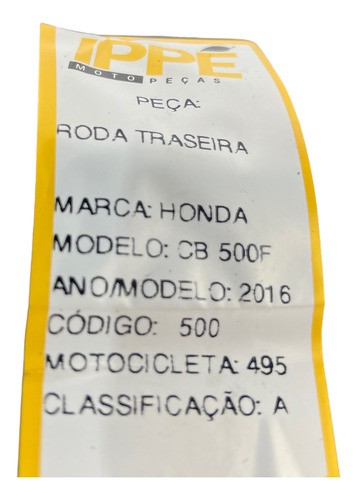 Roda Traseira Honda Cb 500f (495) 2016