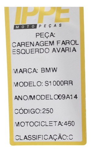 Carenagem Farol Esquerdo Avaria Bmw S1000 Rr (460)