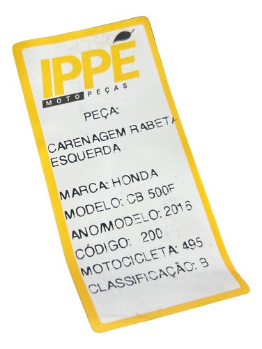 Carenagem Rabeta Esquerda Honda Cb 500f (495) 2016