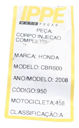 Corpo De Injeção Completo Cbr 600 Rr (458)