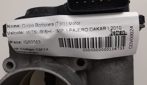 Corpo De Borboleta Tbi Mitsubishi Pajedor Dakar 10 1450a033