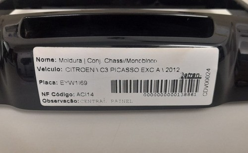 Moldura Rádio Citroen C3 Picasso Exc 2012 - 9688580877