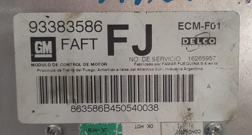 Módulo De Injeção Gm Corsa 1.6 8v Gasolina 93383586 Fj 