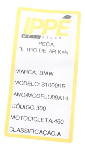 Filtro Ar Esportivo K&n Ken Bmw S1000 Rr (460)