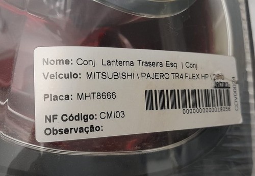 Lanterna Traseira Esquerda Mitsubishi Pajero 2010 - Ca540623