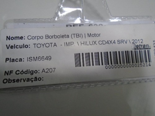 Corpo Borboleta Tbi Hilux 3.0 Diesel 2012 11 10 09 08 07 