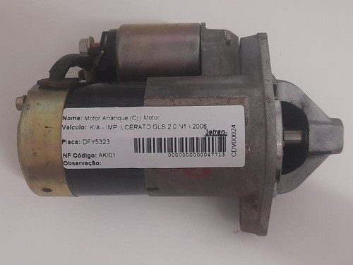 Motor De Arranque Kia Cerato Gls 2.0 2006 Automático 1250300