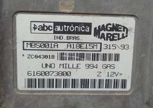 Módulo Injeção Fiat Uno 1994 1.0 8v Gasolina Mbs100a A18e15m