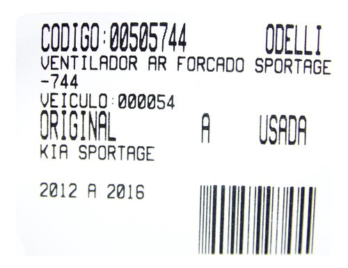 Ventilador Ar Forçado Sportage 12/16 Usado (744)