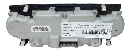 Comando Ar Ventilação Cr-v 2011 2012 2013