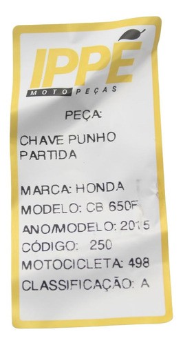 Chave Punho Partida Honda Cb 650f (498) 2015