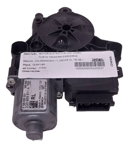 Motor Vidro Eletrico T-cross 2020 2021 Traseiro Esquerdo