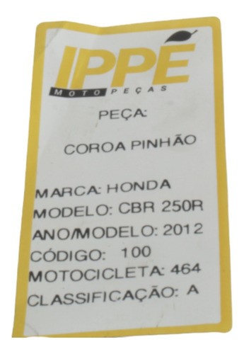 Coroa Pinhão Honda Cbr 250r (464) 2012