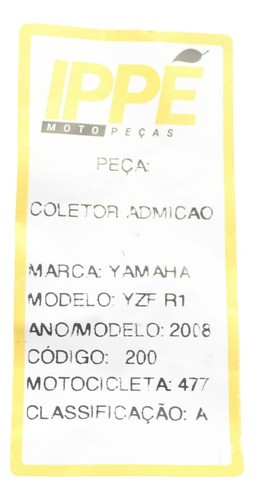 Coletor Admição Yamaha Yzf R1 (477) 2008