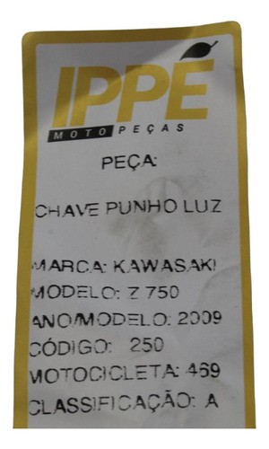 Chave Punho De Luz Kawasaki Z750 (469) 2009