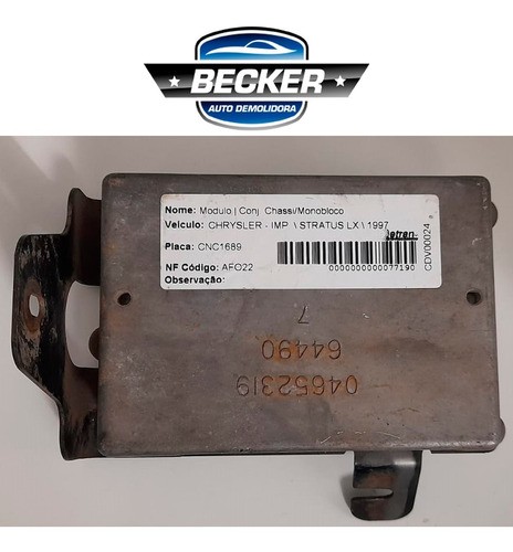 Módulo Abs Chrysler Stratus Lx 1997 - 04652319