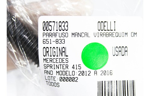 Parafuso Mancal Virabrequim Om651 Mercedes Sprinter 415 2012