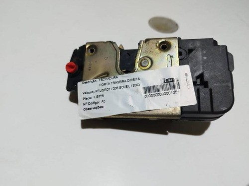 Fechadura Da Porta Traseira Direita Peugeot 206/207 2003