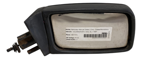 Espelho Retrovisor Manual Vw Gol Saveiro Voyage Quadrado