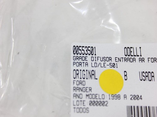 Grade Difusor Entrada Ar Forro Porta Ld/le Ranger 98/04 Us (