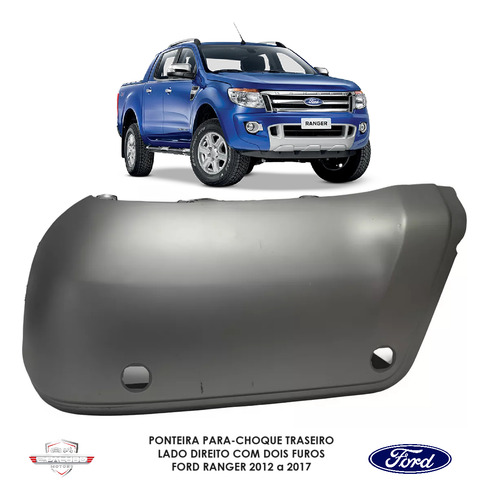 Ponteira Para-choque Traseiro Direito Com Furo Ranger 12/17
