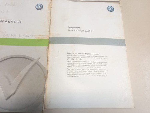 Manual Proprietário Volkswagen Amarok 2011 2012/13/14/15/16