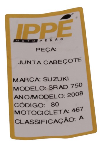 Junta Cabeçote  Suzuki Srad 750 Ano 2008(467)