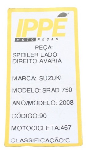 Spoiler Lado Direito Avaria Suzuki Srad 750 (467)