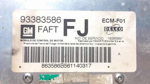 Módulo De Injeção Uce Gm Corsa 1.6 8v Fj 93383586 Faft