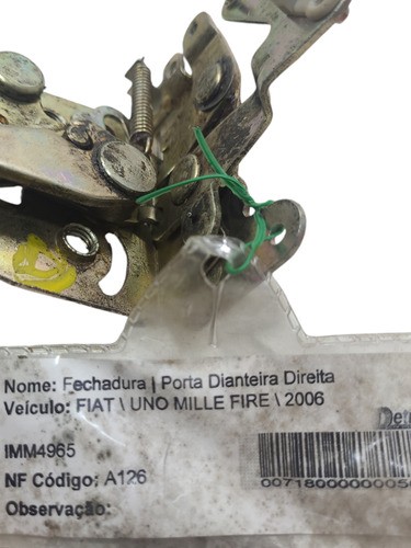 Fechadura Porta D.d Fiat Uno Mille Fire/ 2006 (al) Cxa 392