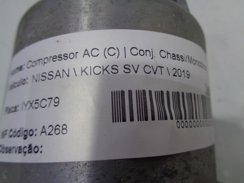 Compressor De Ar Nissan Kicks 2019