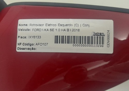 Retrovisor Elétrico Esquerdo Ford Ka 1.0 Ha 2018