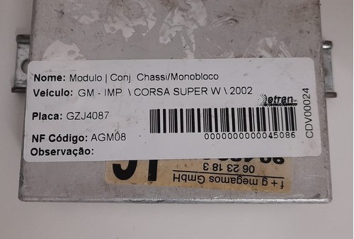 Módulo Gm Corsa Super W 2002 - 0623183