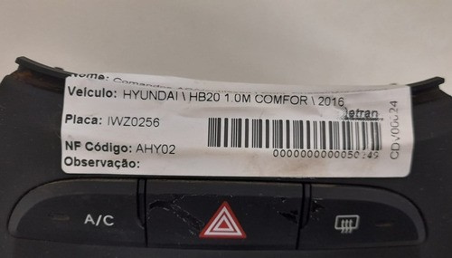 Painel De Controle Do Ar E Alerta Do Hb20 12 A 16 972501sxxx