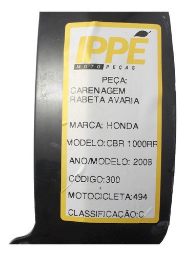 Carenagem Rabeta Avaria  Honda Cbr 1000 Rr (494)