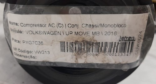 Compressor Ac Vw Up Tsi 1.0 2016 - 1s0820803d