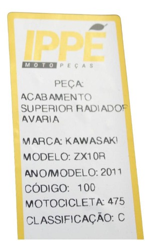 Acabamento Superior Radiador Avaria Kawasaki Zx10r (475)