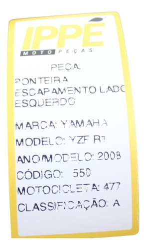 Ponteira Escapamento Lado Esquerdo Yamaha R1 (477)