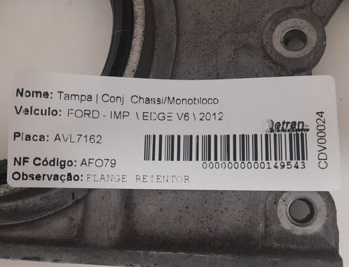 Tampa Flange Retentor Ford Edge V6 2012 - At4e6k318aa