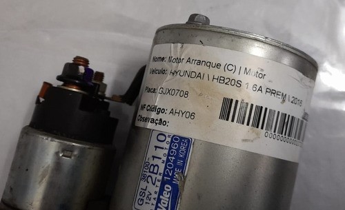 Motor De Partida Arranque Hyundai Hb20 1.6 2016 - 2b110