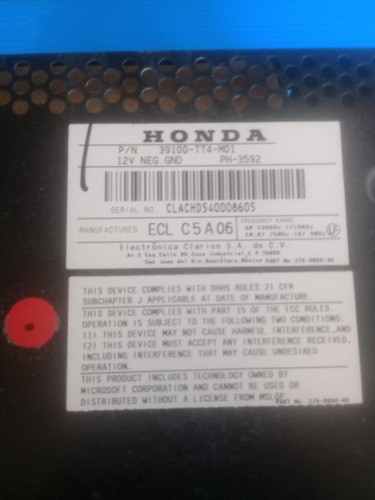 Radio Honda Civic 2016 Original