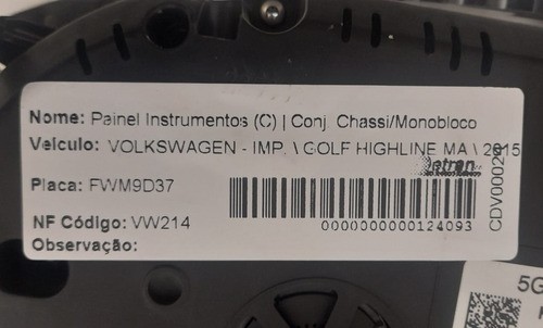 Painel De Instrumentos Vw Golf 1.4 Tsi 2015 Manual 5g1920740