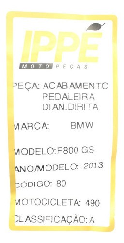 Acabamento Pedaleira Dianteira Direita  Bmw F800 Gs (490)