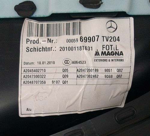 Forro Painel Porta Traseira Esquerda Mercedes C200 2010