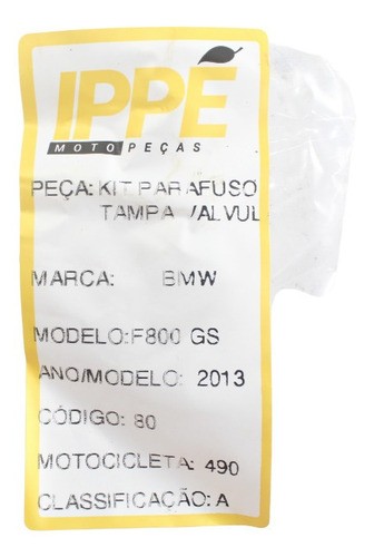 Parafuso Tampa Válvula Kit Bmw F800 Gs (490)