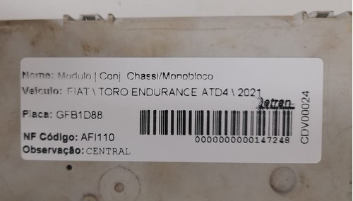 Módulo Central Bcm Fiat Toro Endurance 2021 - 503441900201