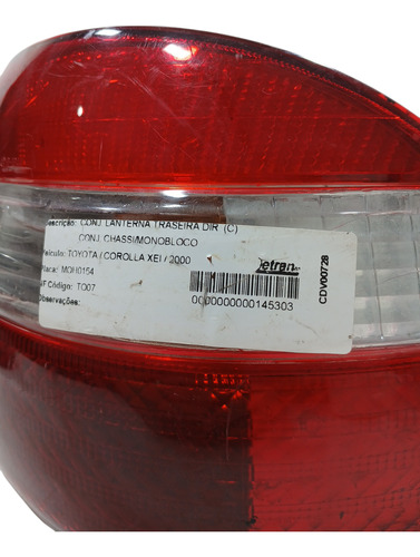 Lanterna Traseira Direita Toyota Corolla 2000 (e) Adl Cxa413