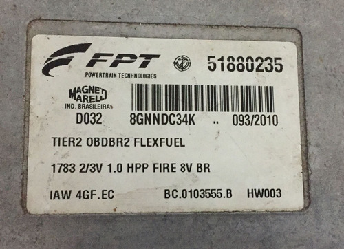 Modulo Injeção Fiat Palio Siena 1.0 8v 2010 A 2011 51880235